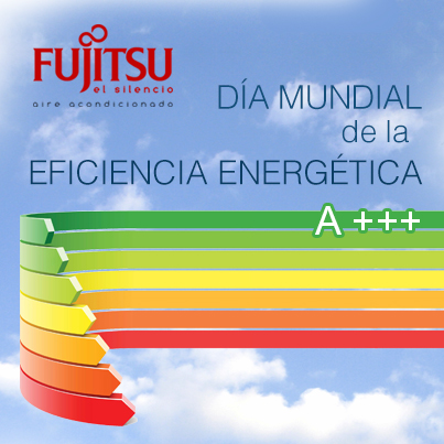logo Fujitsu dia mundial eficiencia energetica con etiqueta nueva clasificacion energetica de electrodomesticos